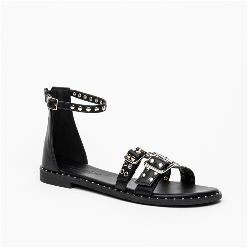 Product image: Miss belgini strap flat sandals with stud and buckle detail-null