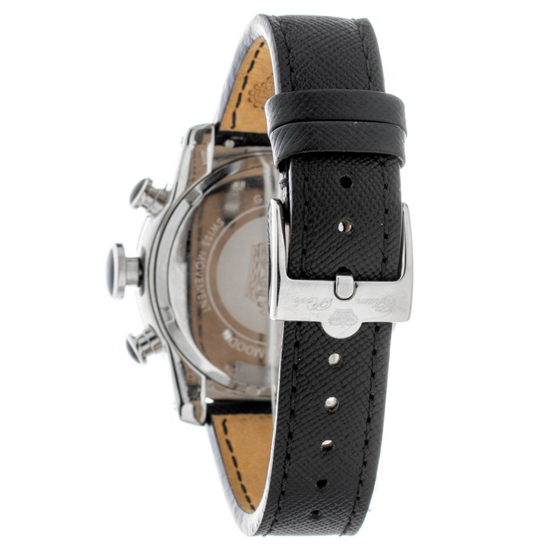 Black leather dress watch-null