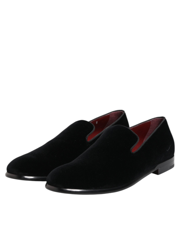 Black velvet loafers formal men dress shoes-null