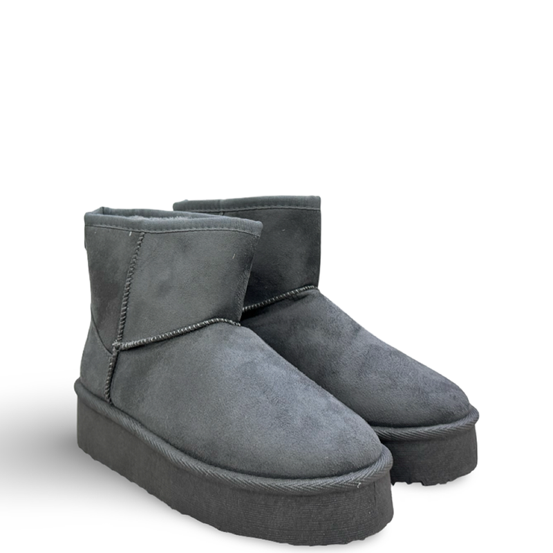 Suede high-sole fur booties - grey-null