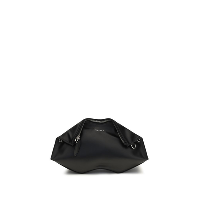 Black calf leather bos taurus clutch bag, Black, medium