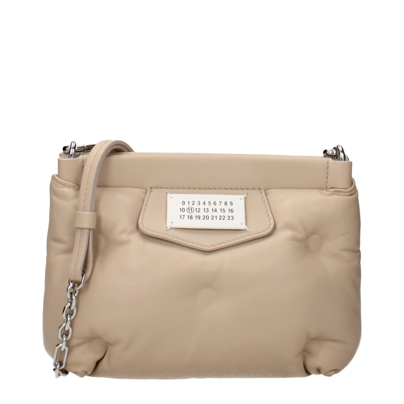 Beige leather crossbody bag-null