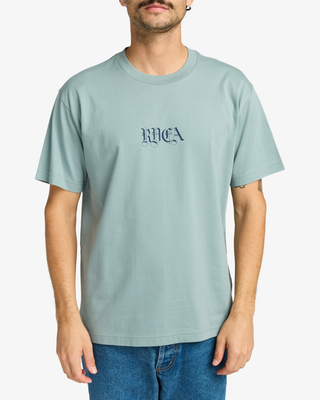 Rvca men's benj battle ss t-shirt, Lead, medium