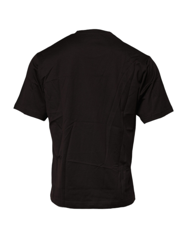Dark brown logo cotton crew neck t-shirt-null