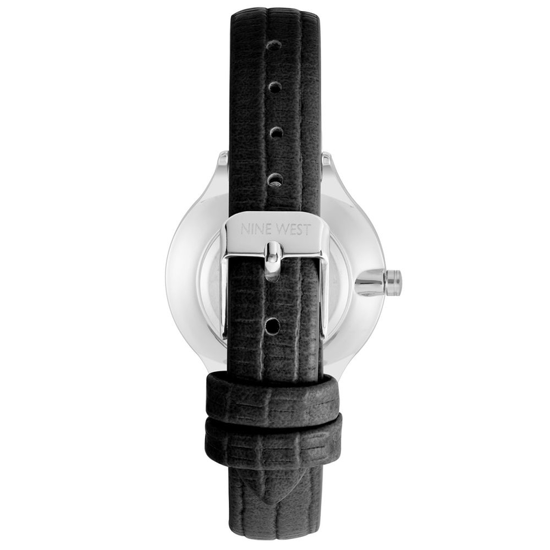 Black leather dress watch-null