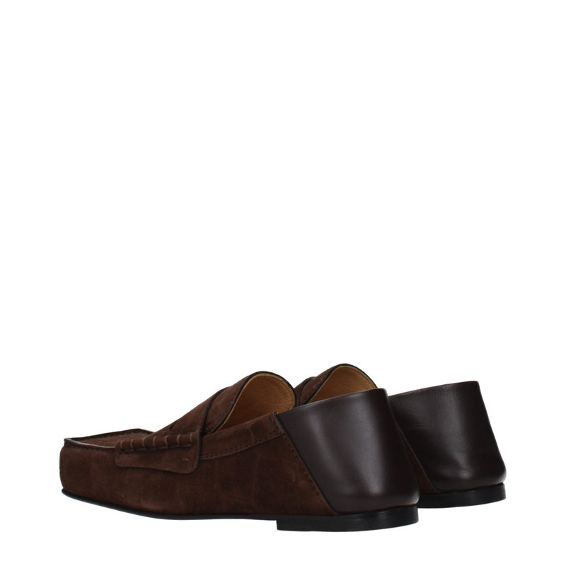 Brown leather slip-on loafers-null