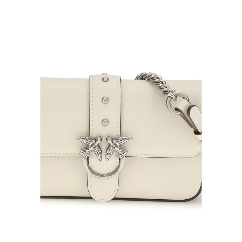 White calf leather bos taurus shoulder bag-null