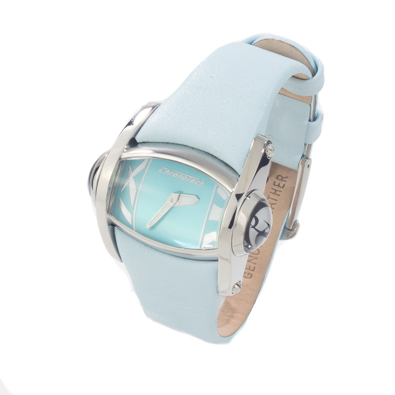 Blue leather dress watch-null