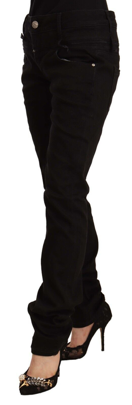 Black low waist cotton stretch denim skinny jeans-null