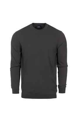 Grey crew neck knitted t-shirt ci, Grey, medium