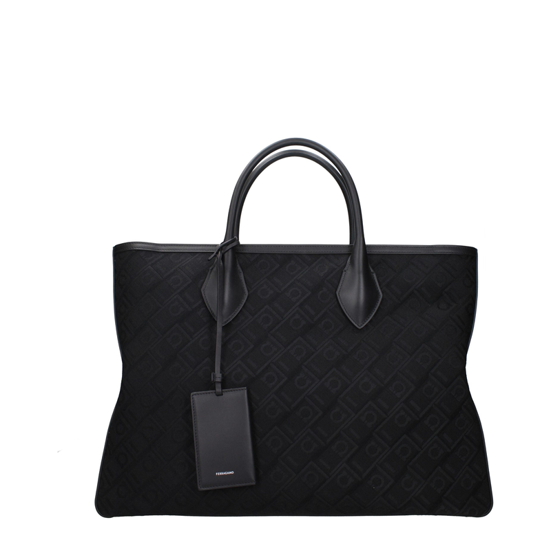 Black fabric handbag-null