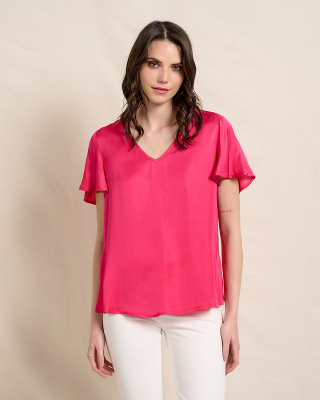 Blouse satin v neck-null