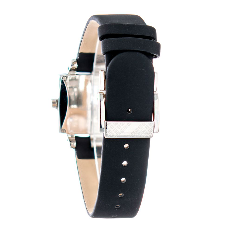 Black leather dress watch-null