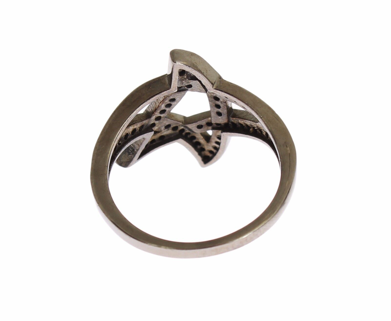 Black cz rhodium 925 silver womens ring-null