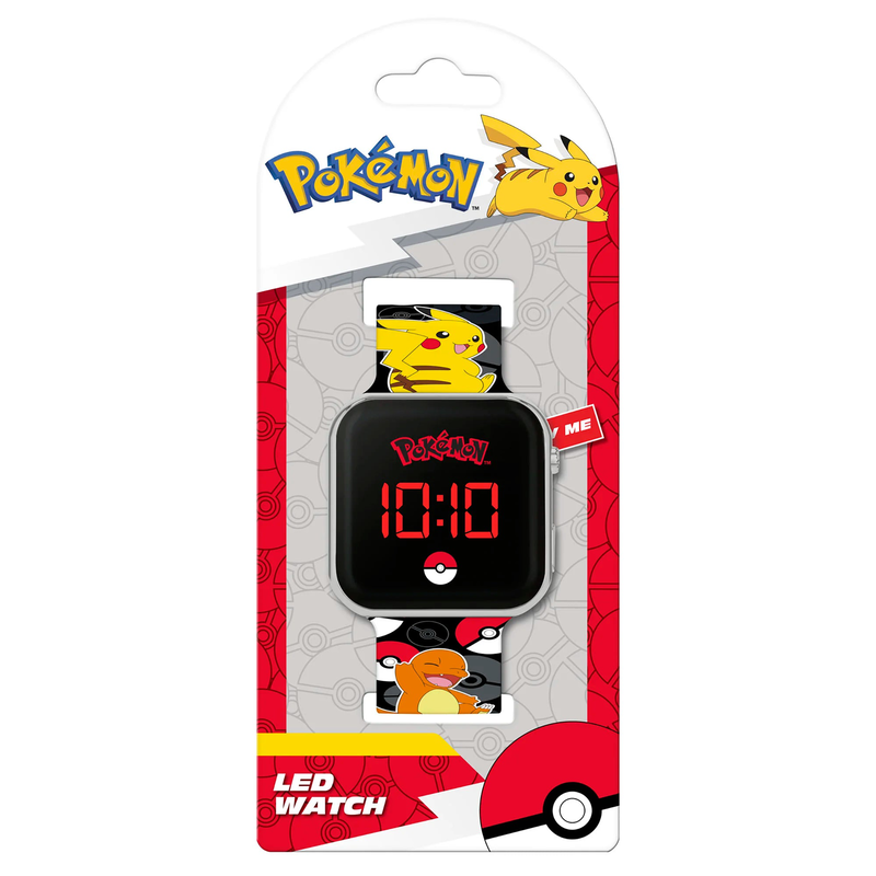 Pokemon kids digital printed black silicone strap watch image number null