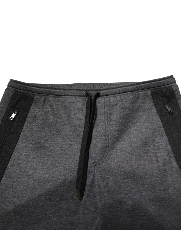 Gray black wool blend jogger sweatpants  pants-null