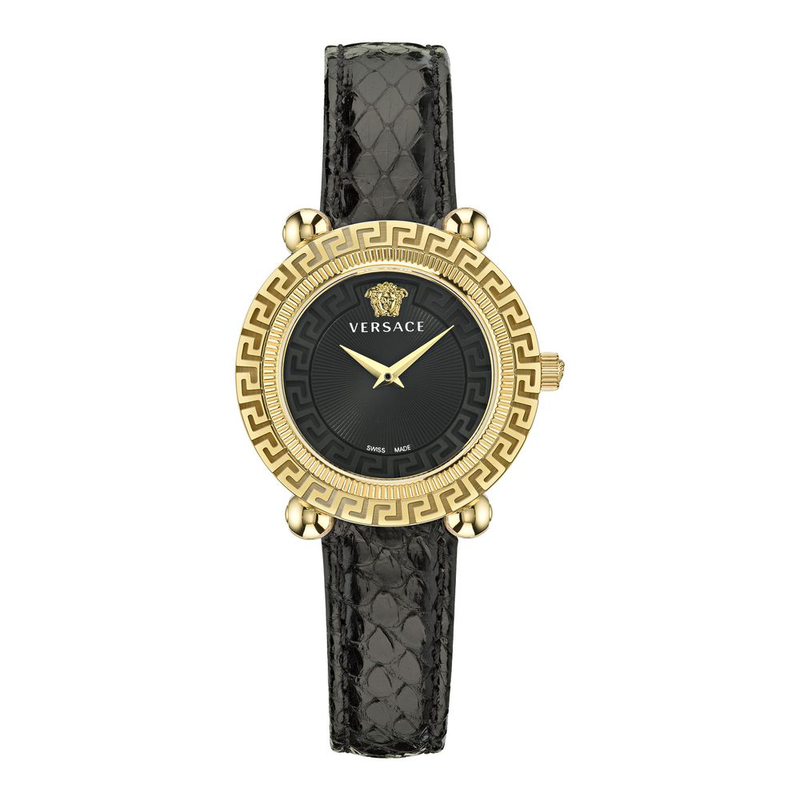 Black fur dress watch-null