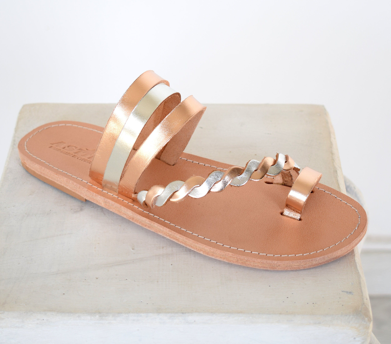 Product image: Ancient greek leather sandals/ gladiator thong sandals/ handmade leather shoes-null