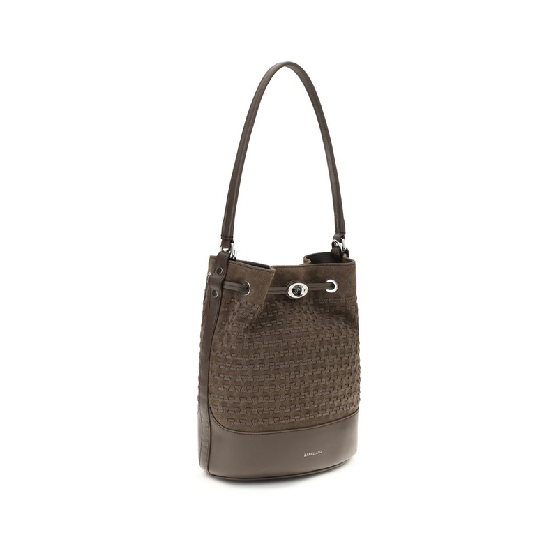 Brown calf leather bos taurus backet bag-null