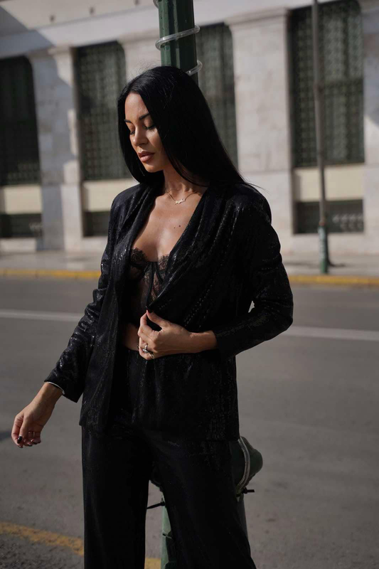 Sequin blazer by donna martha - m , black-null