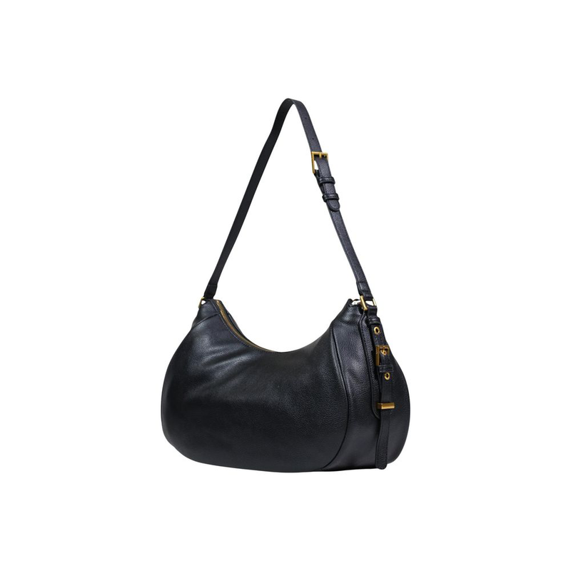 Black artificial leather handbag-null