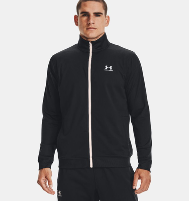 Under armour sportstyle tricot jacket, Black/white, medium