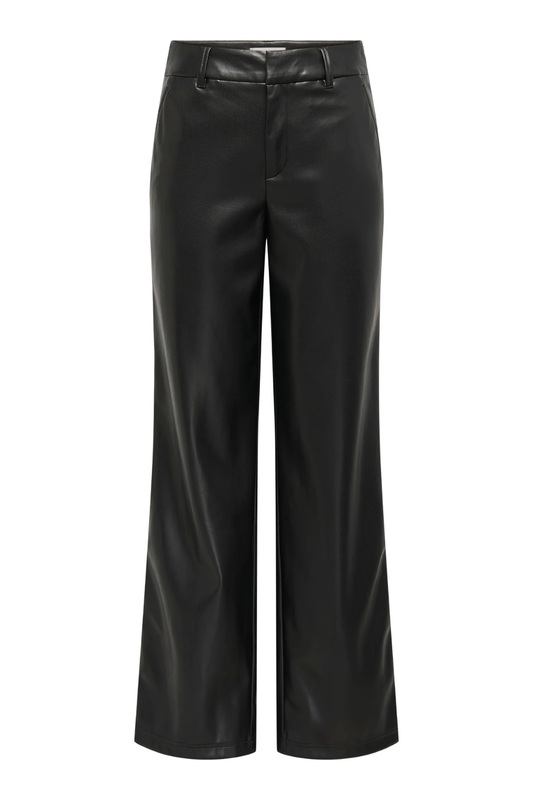 Only smooth wide faux leather pants-null