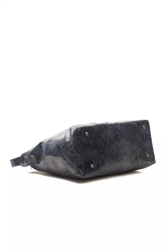 Blue leather women shoulder bag-null