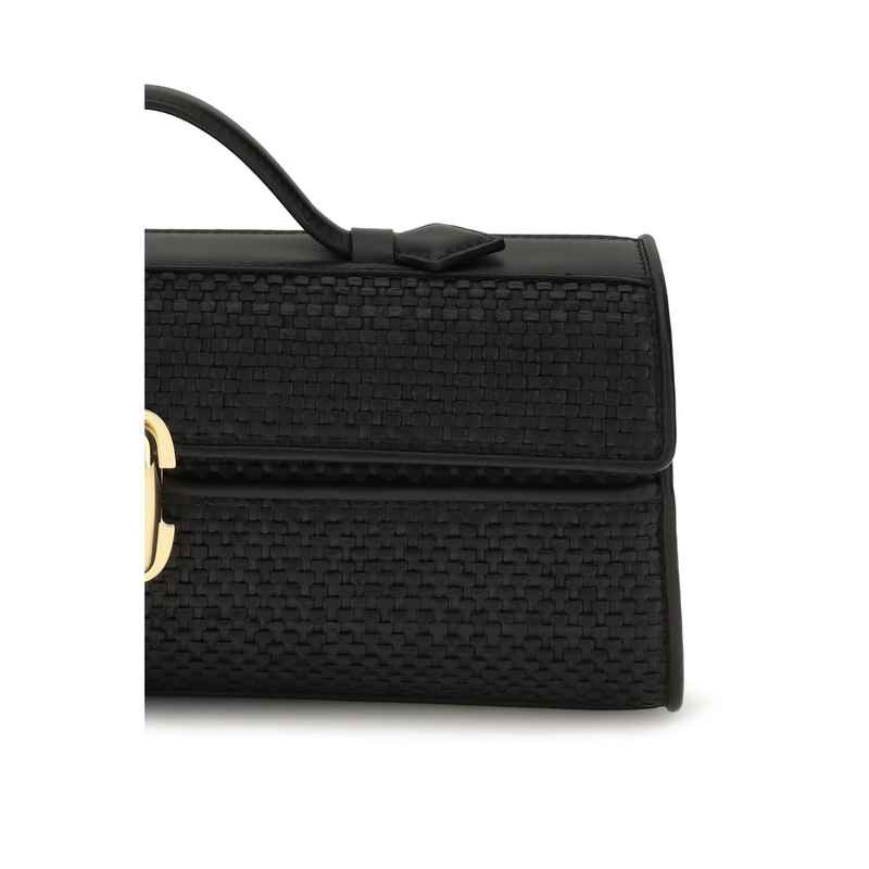 Black raffia handbag-null