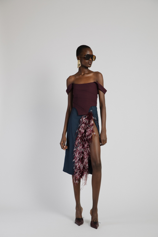 Studio83 midi skirt with feathers-null