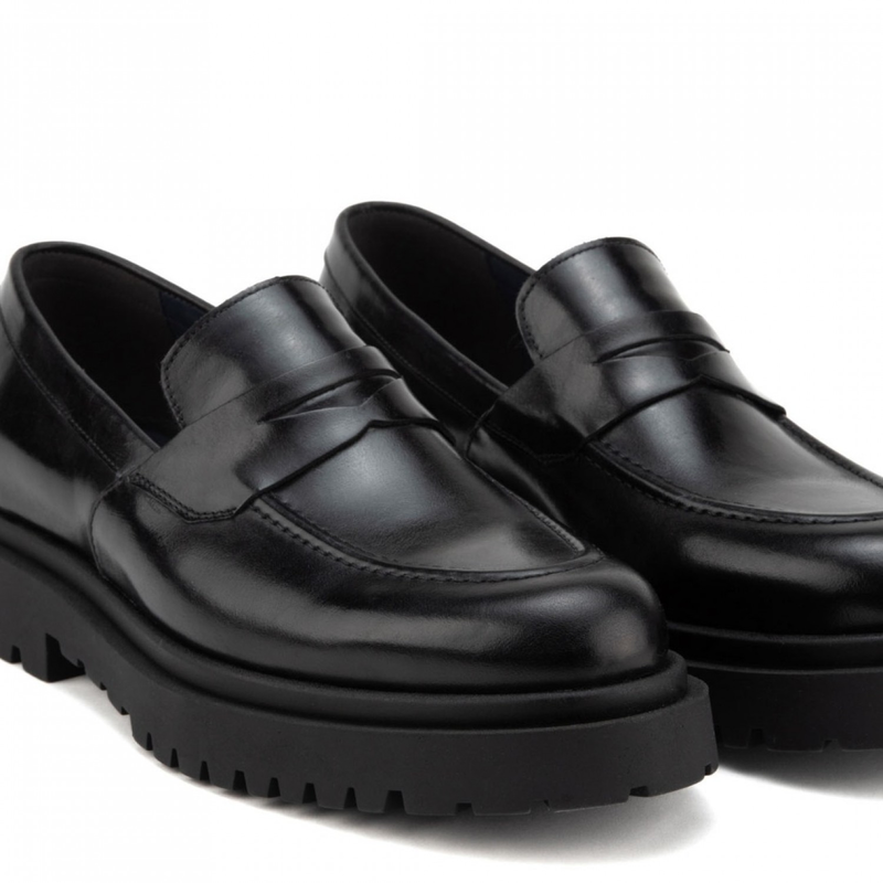 Leather track sole loafers-null