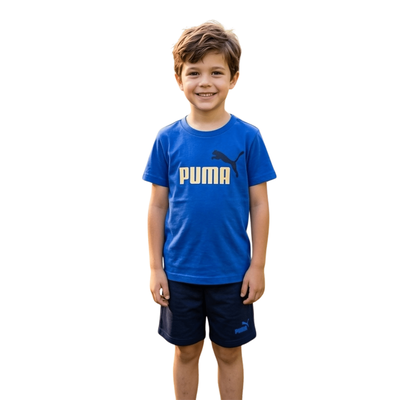 Puma essential 2 no. 1 tee and short boys set blue 686298-50, Blue, medium