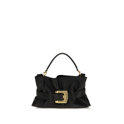 Black calf leather bos taurus handbag, Black, medium