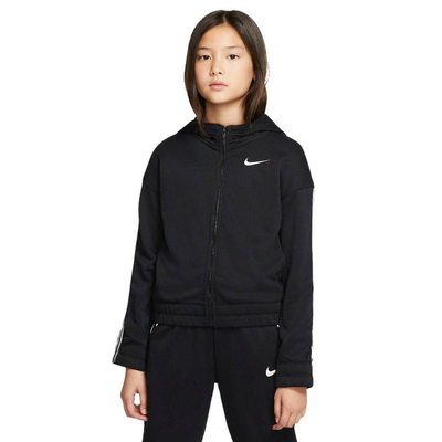 Girls studio full zip hoodie, Black / White, medium