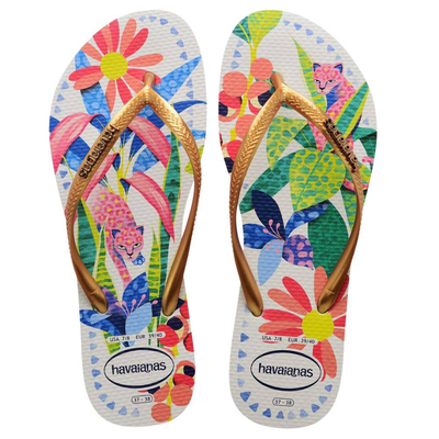 Slim tropical, White / Gold, medium