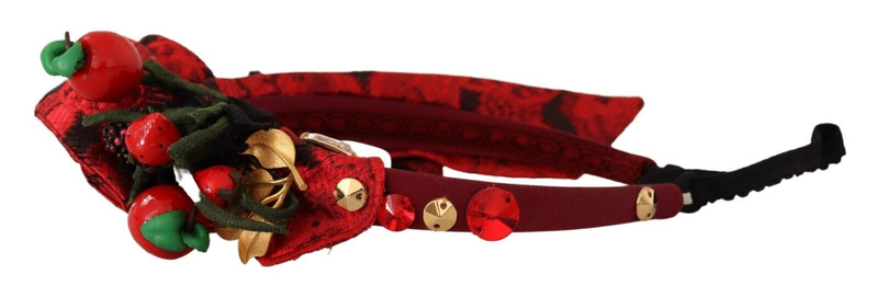 Red tiara berry fruit crystal bow hair diadem headband-null