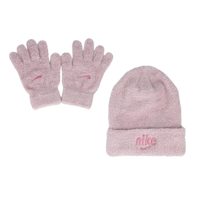 Nike little kids cozy beanie and glove set, Pink Foam, medium
