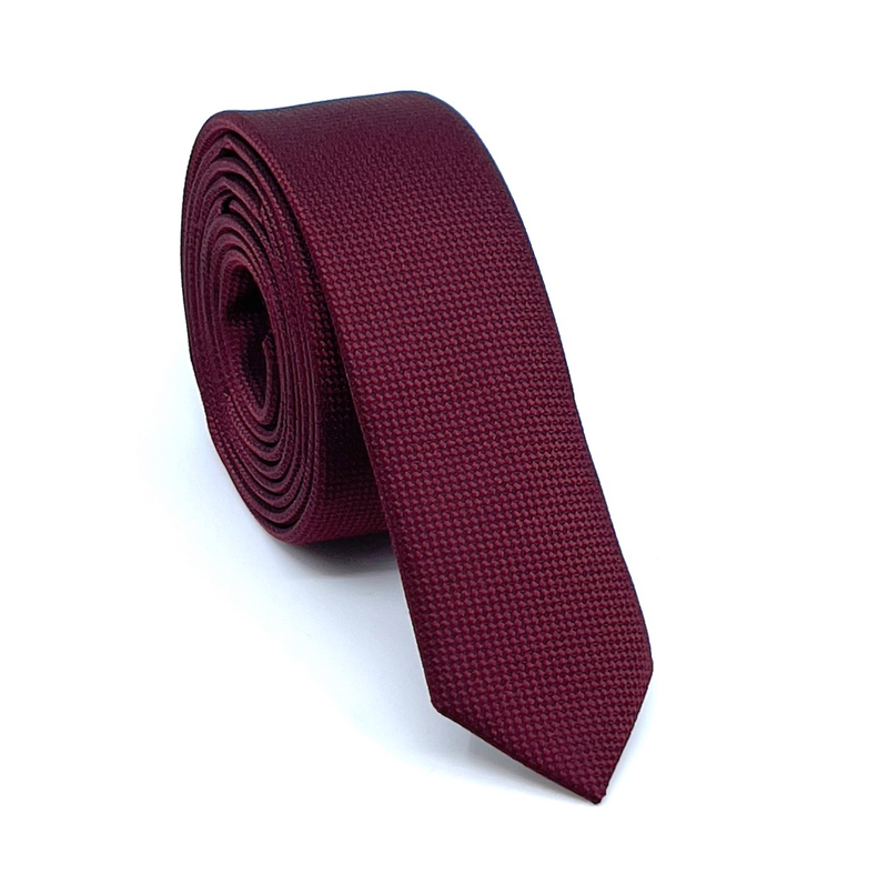 Textured skinny tie with handkerchief-null