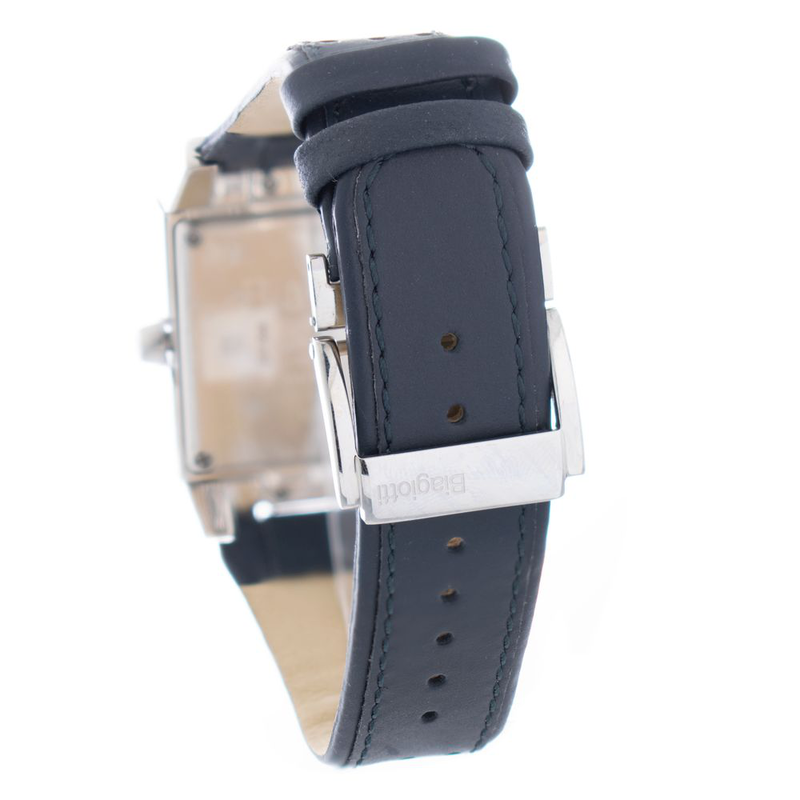Black leather dress watch-null