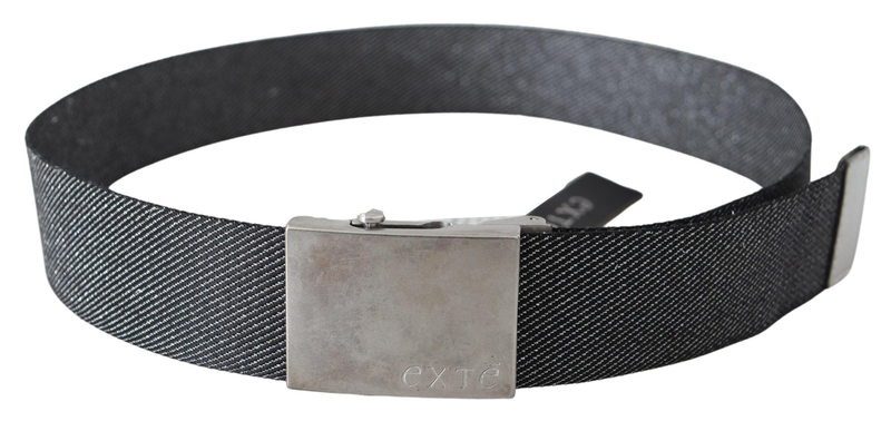 Black silver metal brushed buckle waist belt-null