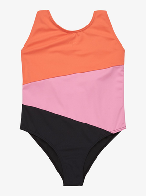 Roxy girl's swimwear colorblock one piece, Kvj0-black, medium