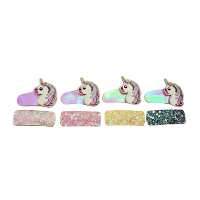 Migant children unicorn glitter hair clips, Fuxia/pink, medium