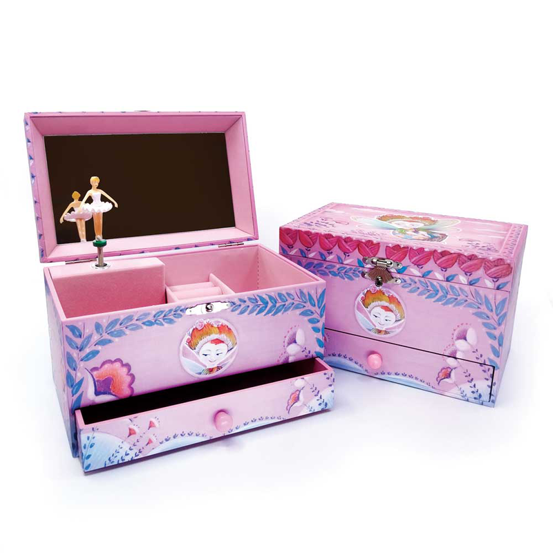 Svoora musical jewelry box esperides with ring holder, drawer & wide mirror chloe-null