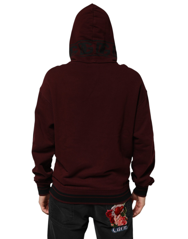 Burgundy cotton plaid lined men hoodie sweater-null