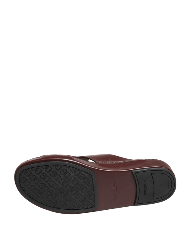 Maroon leather cutout dg logo sandals shoes-null