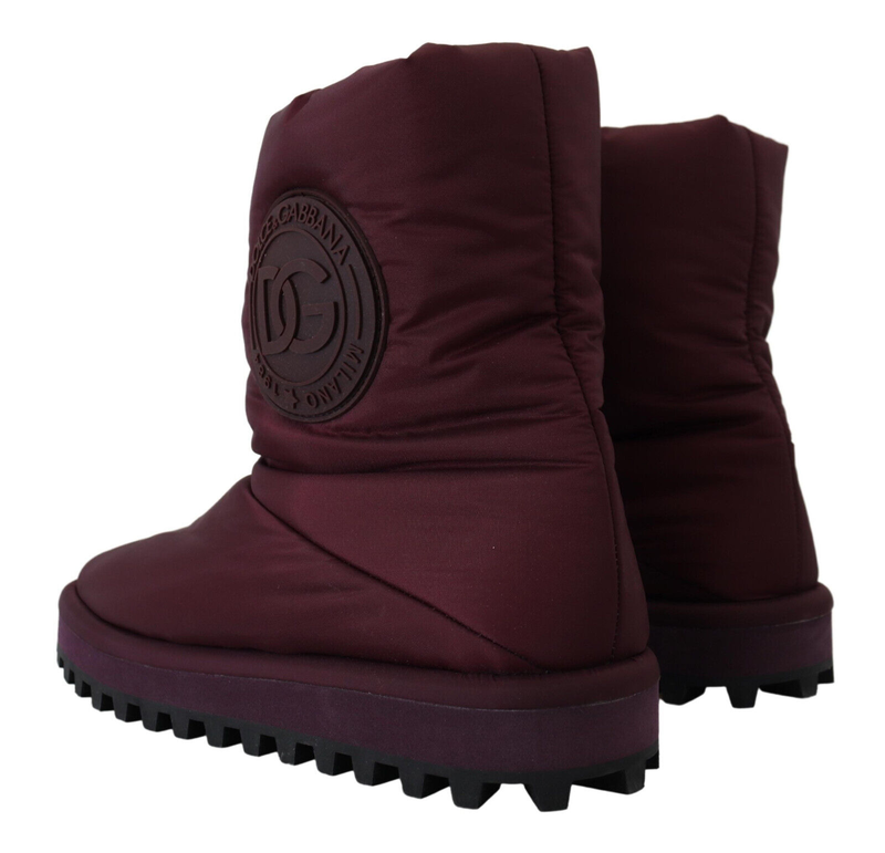 Bordeaux nylon boots padded mid shoes-null
