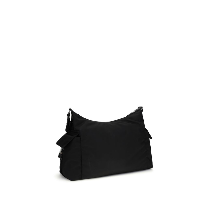 Black recycled polyamide shoulder bag-null