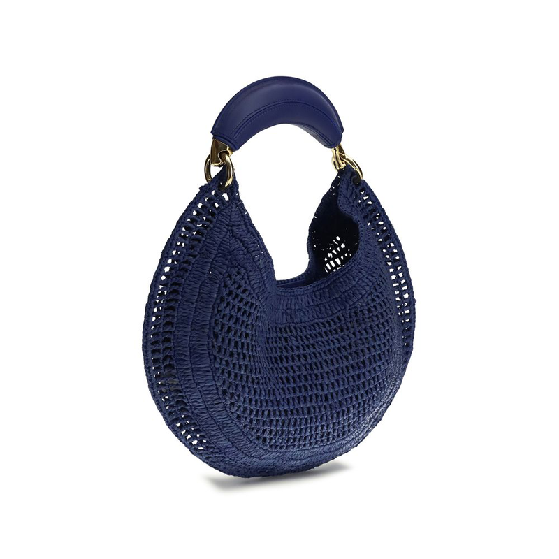 Blue raffia shoulder bag-null