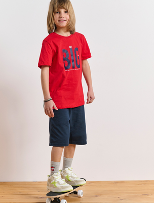 Bdtk boy's t-shirt ss & walkshorts, Red, medium