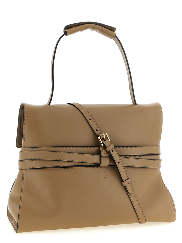 Beige napa leather / calf bos taurus shoulder bag-null